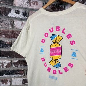 Baseballism Pink Baseball/Doubles & Bubbles Bubble Gum Graphic Logo Tshirt